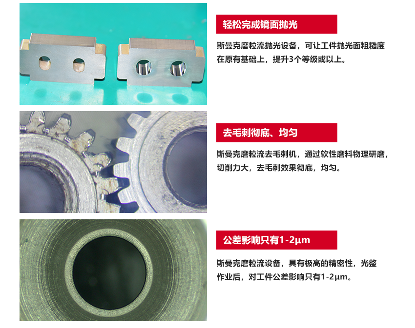 蘇州斯曼克磨粒流設備公司是流體拋光技術用于工業實踐的先行者,致力于為客戶解決<a href='http://www.sholanto.com' target='_blank'><u>內孔拋光</u></a>、<a href='http://www.sholanto.com' target='_blank'><u>交叉孔去毛刺</u></a>、微孔拋光、<a href='http://www.sholanto.com' target='_blank'><u>內孔去毛刺</u></a>、微孔去毛刺等各類復雜性拋光去毛刺難題,并提供系統化的<a href='http://www.sholanto.com' target='_blank'><u>流體拋光機</u></a>,<a href='http://www.sholanto.com' target='_blank'><u>內孔拋光</u></a>機,涵蓋傳統AFM磨粒流拋光機,高速磨粒流<a href='http://www.sholanto.com' target='_blank'><u>去毛刺機</u></a>以及<a href='http://www.sholanto.com' target='_blank'><u>微孔拋光機</u></a>.